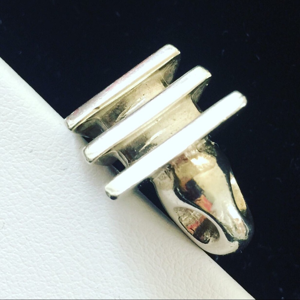 Vintage Solid Sterling Silver Abstract Ring - image 4